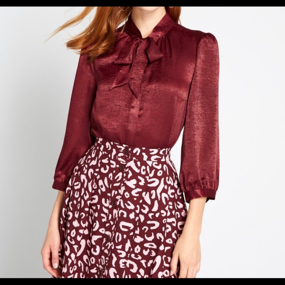 Brand new burgundy vintage style blouse